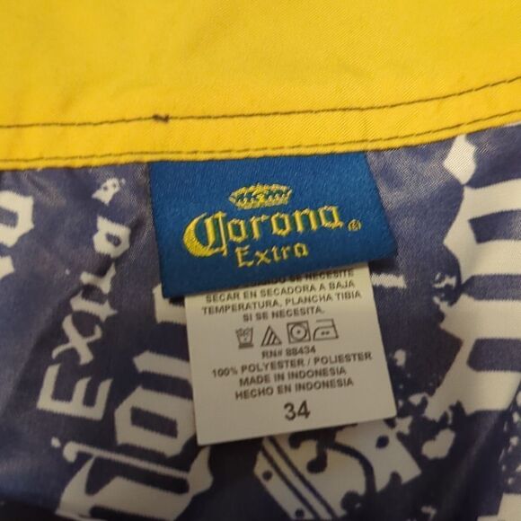 Corona Extra Cerveza Beer Licensed Blue Yellow Board Shorts Bathing Suit Size 34 - Picture 3 of 6